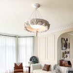 Artisan Carved Plaster Chandelier with Integrated LED – Modern Elegance for Dining and Living Spaces