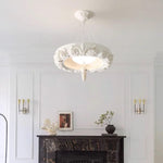 Artisan Carved Plaster Chandelier with Integrated LED – Modern Elegance for Dining and Living Spaces
