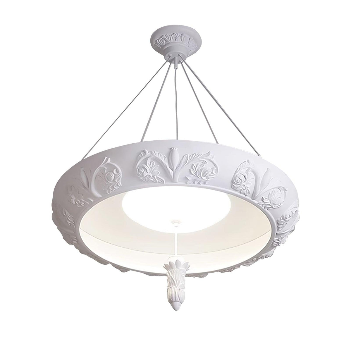 Artisan Carved Plaster Chandelier with Integrated LED – Modern Elegance for Dining and Living Spaces
