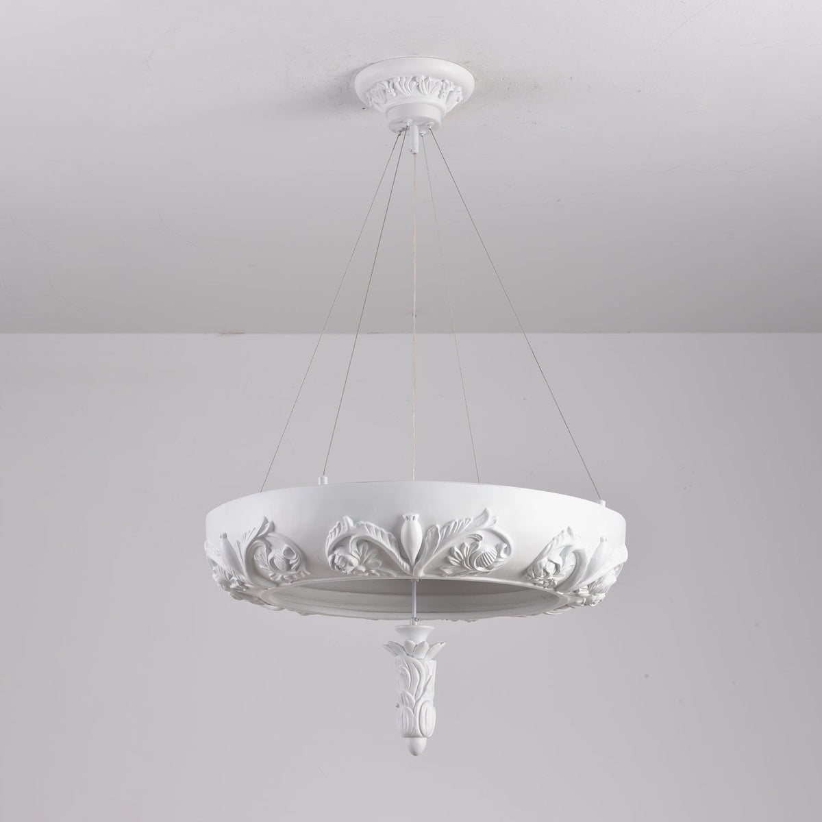 Artisan Carved Plaster Chandelier with Integrated LED – Modern Elegance for Dining and Living Spaces
