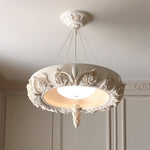 Artisan Carved Plaster Chandelier with Integrated LED – Modern Elegance for Dining and Living Spaces