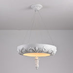 Artisan Carved Plaster Chandelier with Integrated LED – Modern Elegance for Dining and Living Spaces