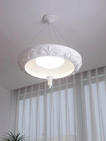 Artisan Carved Plaster Chandelier with Integrated LED – Modern Elegance for Dining and Living Spaces