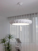 Artisan Carved Plaster Chandelier with Integrated LED – Modern Elegance for Dining and Living Spaces