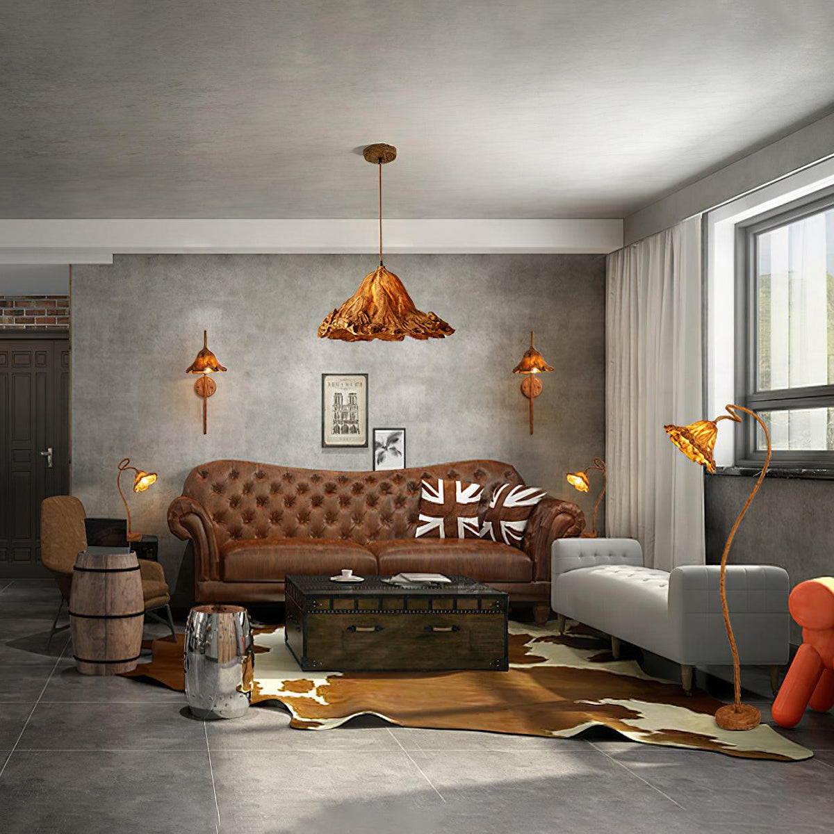 Lotus Leaf Resin Table Lamp with Warm Ambient Glow for Bedside and Living Room