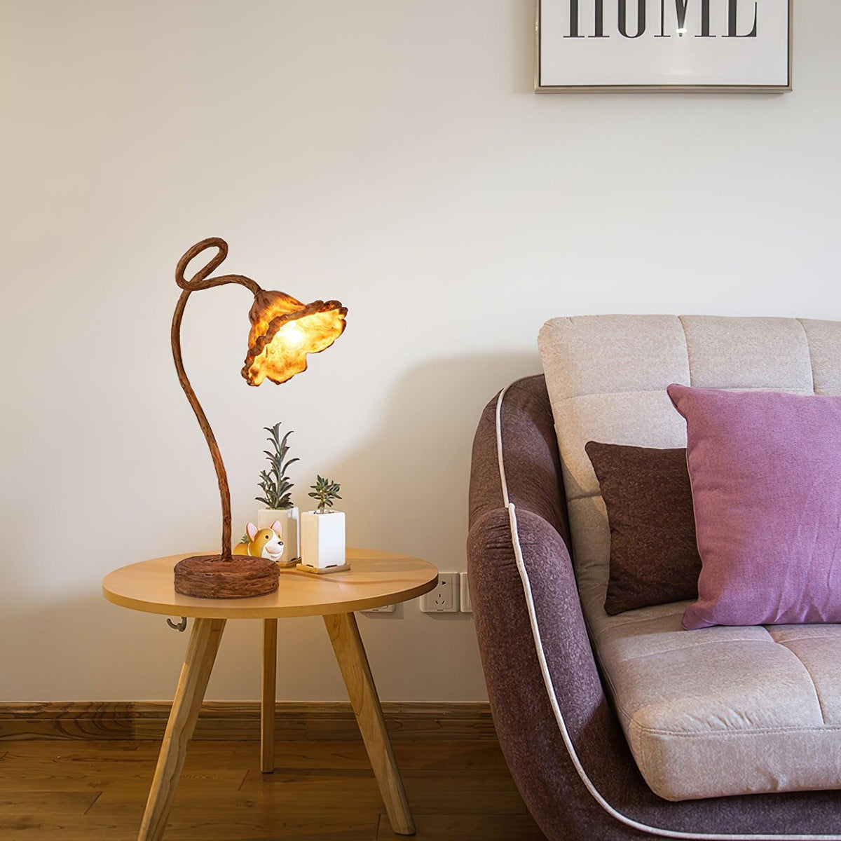 Lotus Leaf Resin Table Lamp with Warm Ambient Glow for Bedside and Living Room