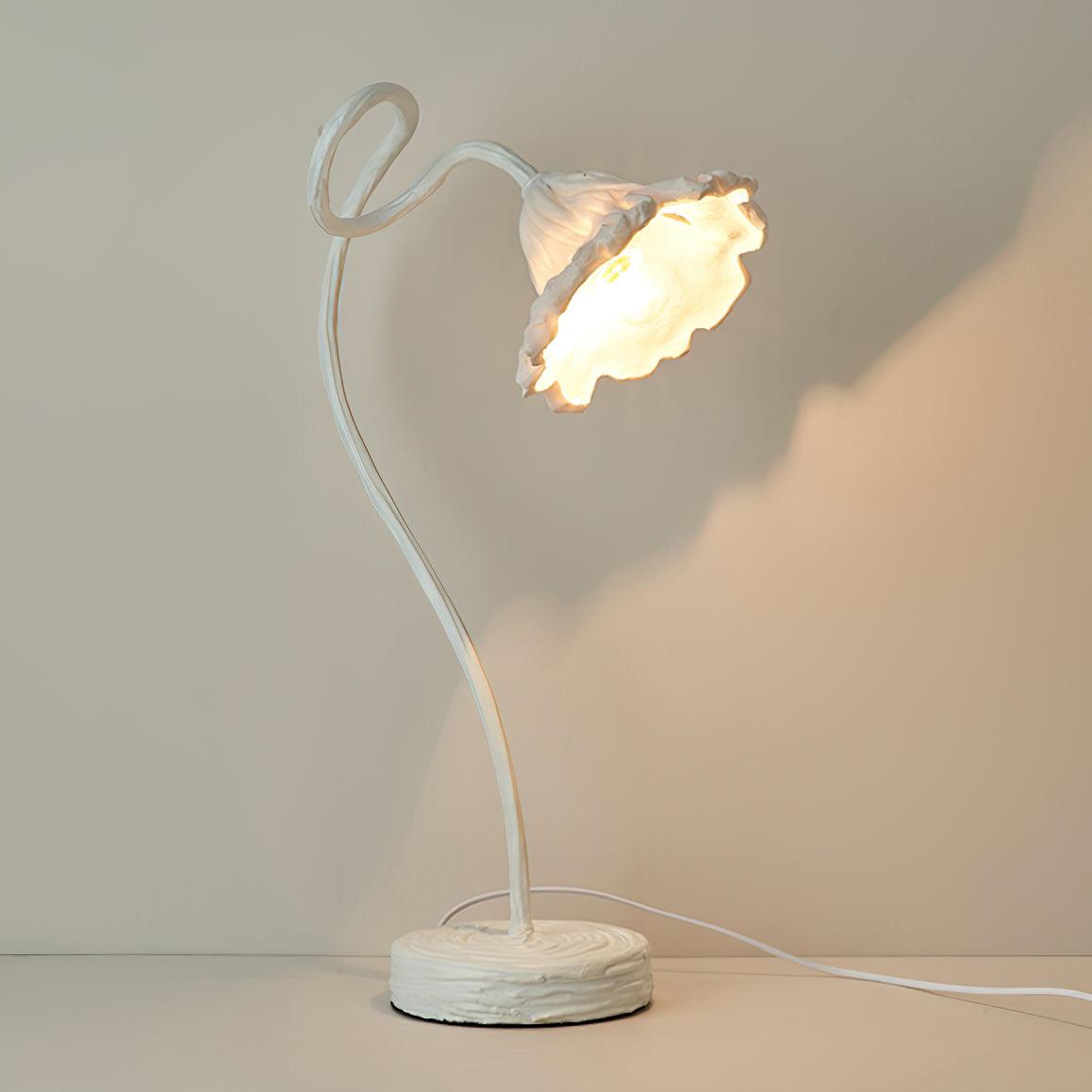 Lotus Leaf Resin Table Lamp with Warm Ambient Glow for Bedside and Living Room