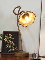 Lotus Leaf Resin Table Lamp with Warm Ambient Glow for Bedside and Living Room