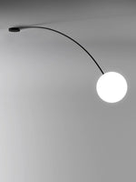 Arvella Arc Wall Sconce in Black with Opal Glass Shade