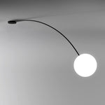 Arvella Arc Wall Sconce in Black with Opal Glass Shade