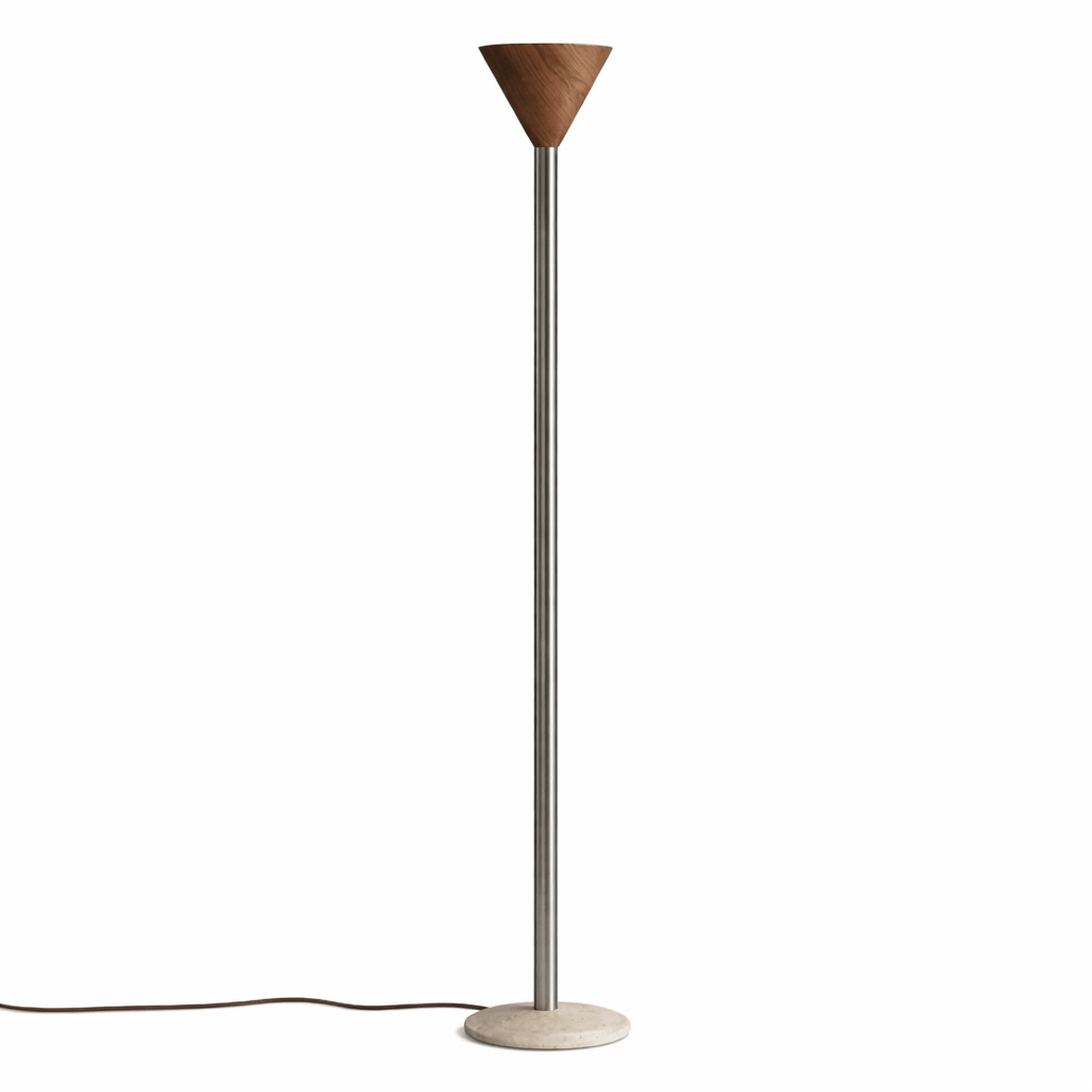 Arven Cone Floor Lamp – Sculptural Wood & Metal Standing Light for Modern Interiors