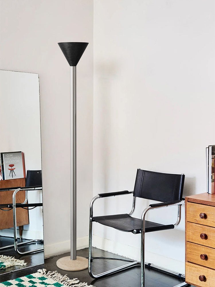 Arven Cone Floor Lamp – Sculptural Wood & Metal Standing Light for Modern Interiors