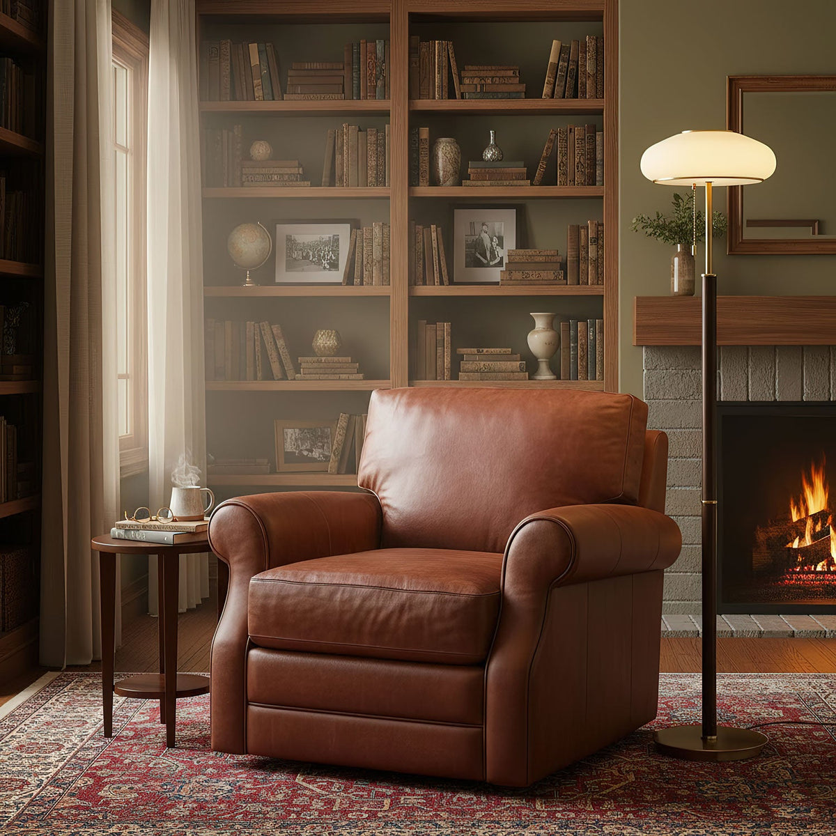 Arvia Floor Lamp – Modern Walnut Wood & Brass Standing Light