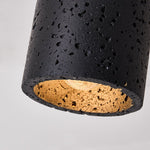 Arvilo Black Travertine Ceiling Lamp with Walnut Mount