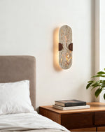 Arvyn Wall Sconce in Natural Travertine with Walnut Accents