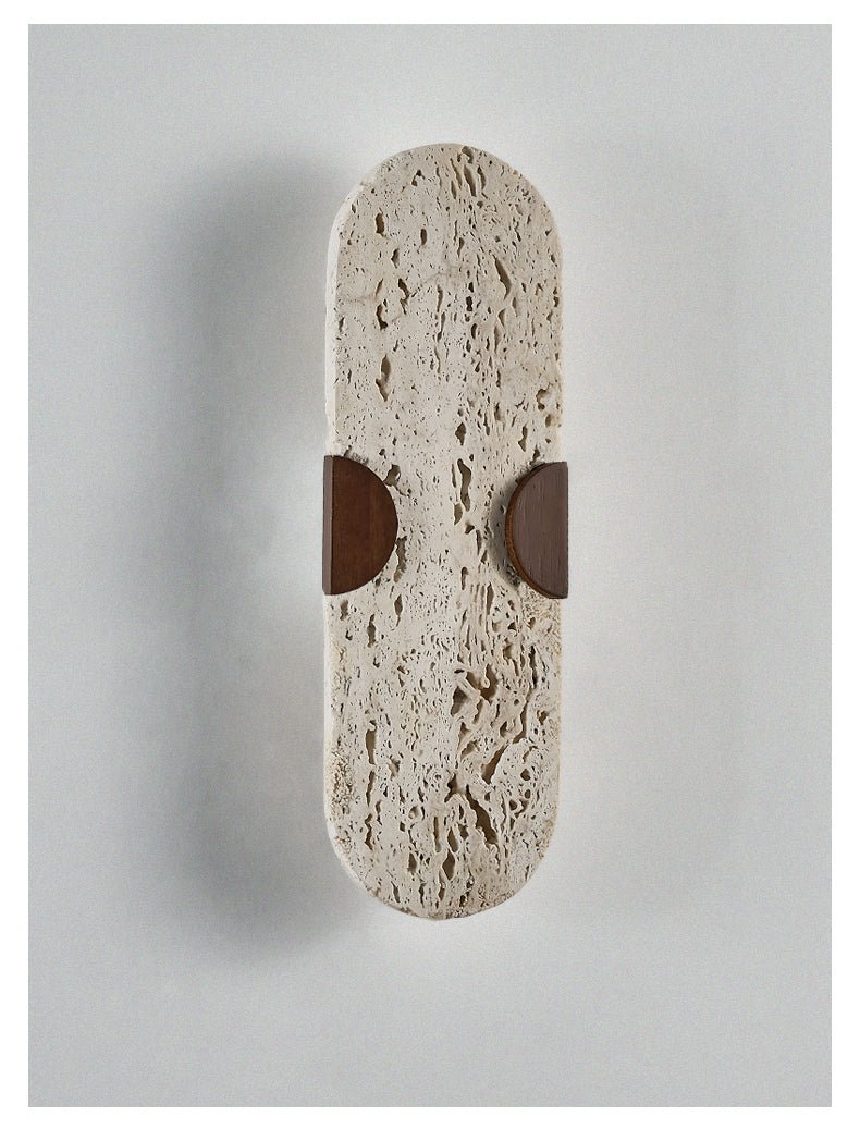 Arvyn Wall Sconce in Natural Travertine with Walnut Accents