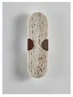 Arvyn Wall Sconce in Natural Travertine with Walnut Accents