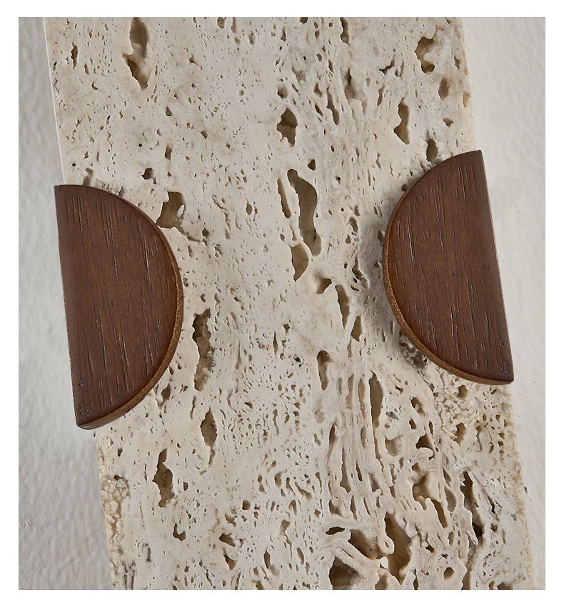 Arvyn Wall Sconce in Natural Travertine with Walnut Accents