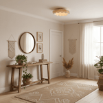 Arwen Fabric Wave Ceiling Light – Modern Flush Mount with Brass Accents