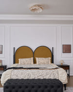 Arwen Fabric Wave Ceiling Light – Modern Flush Mount with Brass Accents