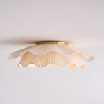Arwen Fabric Wave Ceiling Light – Modern Flush Mount with Brass Accents