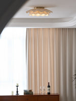Arwen Fabric Wave Ceiling Light – Modern Flush Mount with Brass Accents