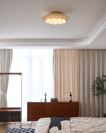 Arwen Fabric Wave Ceiling Light – Modern Flush Mount with Brass Accents
