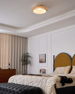 Arwen Fabric Wave Ceiling Light – Modern Flush Mount with Brass Accents