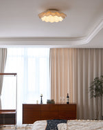 Arwen Fabric Wave Ceiling Light – Modern Flush Mount with Brass Accents