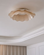 Arwen Fabric Wave Ceiling Light – Modern Flush Mount with Brass Accents