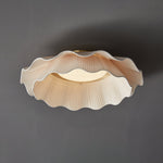 Arwen Fabric Wave Ceiling Light – Modern Flush Mount with Brass Accents
