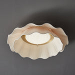 Arwen Fabric Wave Ceiling Light – Modern Flush Mount with Brass Accents