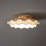 Arwen Fabric Wave Ceiling Light – Modern Flush Mount with Brass Accents