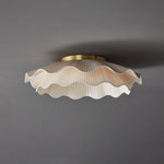 Arwen Fabric Wave Ceiling Light – Modern Flush Mount with Brass Accents