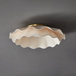 Arwen Fabric Wave Ceiling Light – Modern Flush Mount with Brass Accents