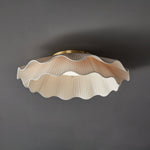 Arwen Fabric Wave Ceiling Light – Modern Flush Mount with Brass Accents