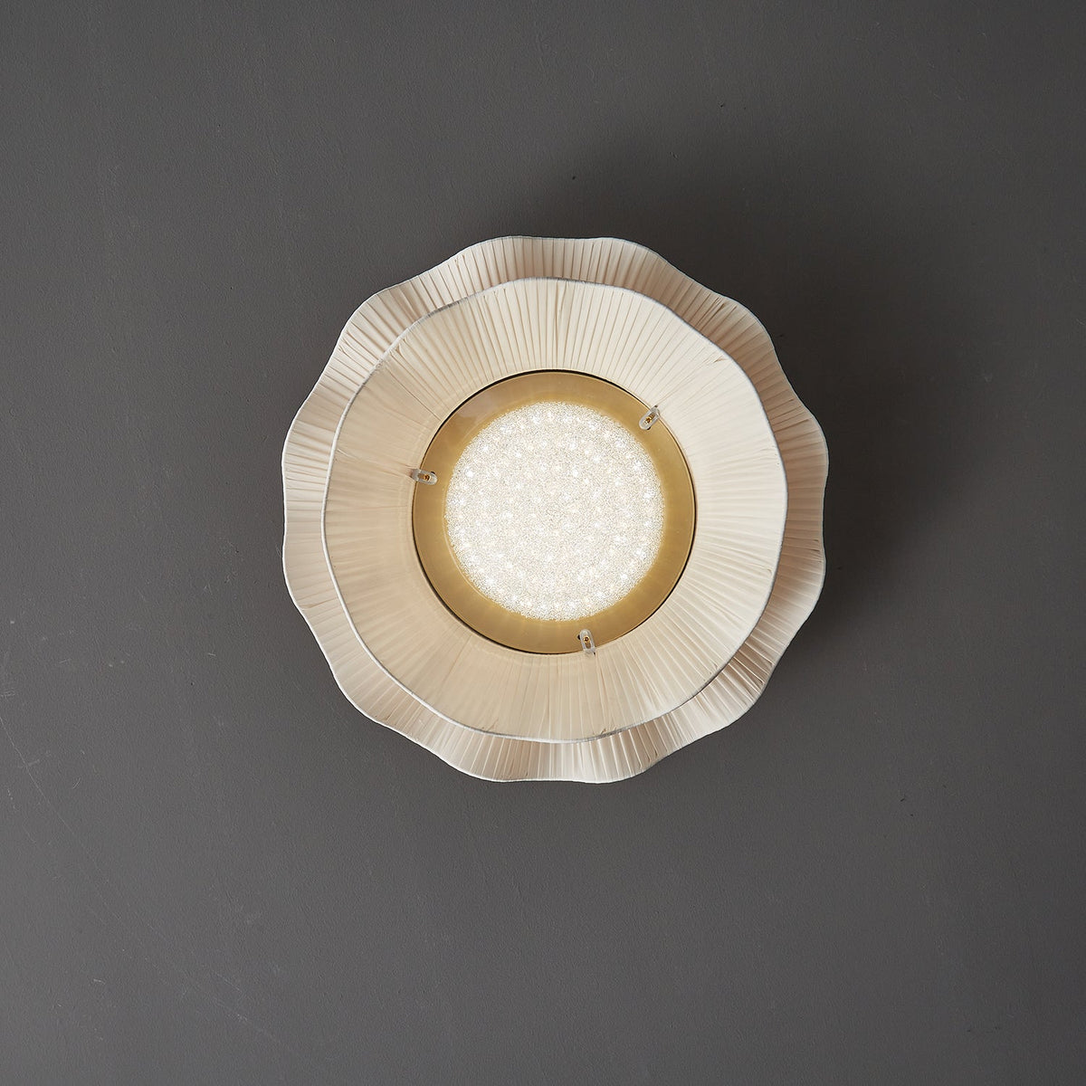 Arwen Fabric Wave Ceiling Light – Modern Flush Mount with Brass Accents