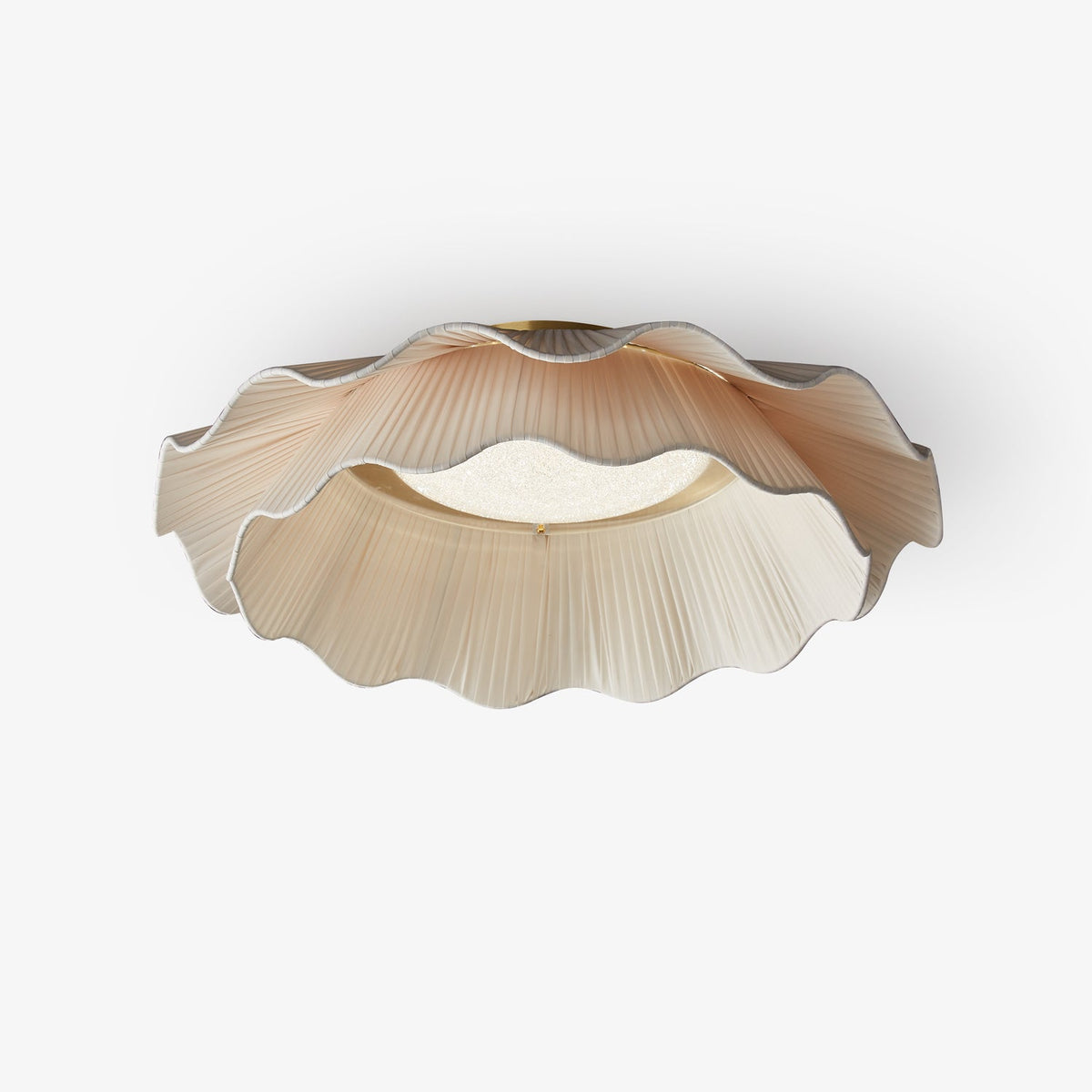 Arwen Fabric Wave Ceiling Light – Modern Flush Mount with Brass Accents