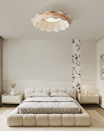 Arwen Fabric Wave Ceiling Light – Modern Flush Mount with Brass Accents
