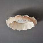 Arwen Fabric Wave Ceiling Light – Modern Flush Mount with Brass Accents