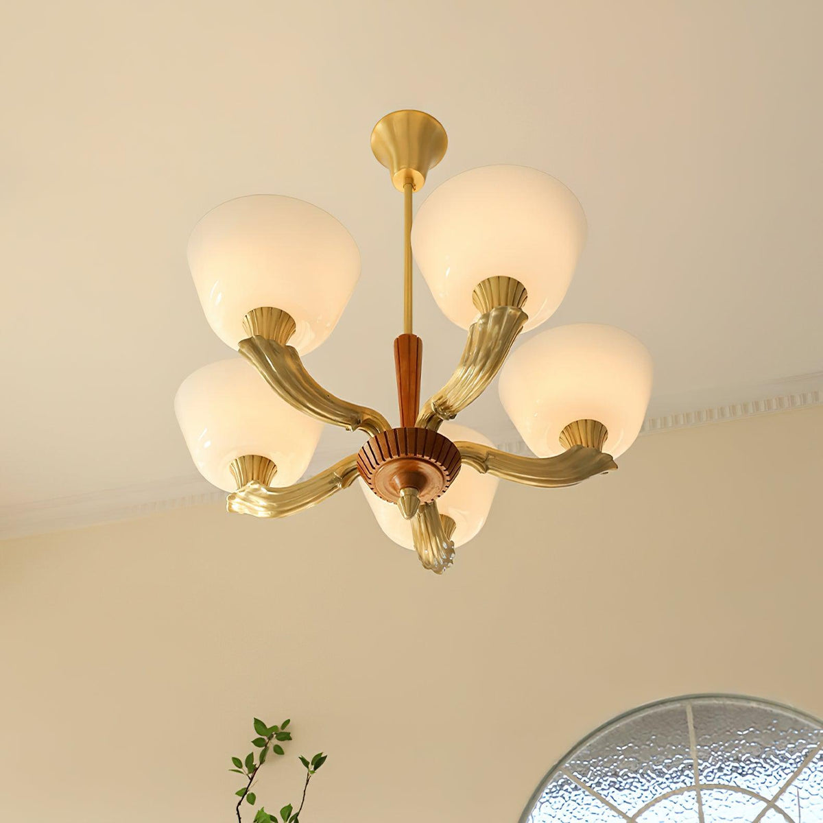 Ascher Modern Brass Glass Chandelier for Dining Room and Living Room
