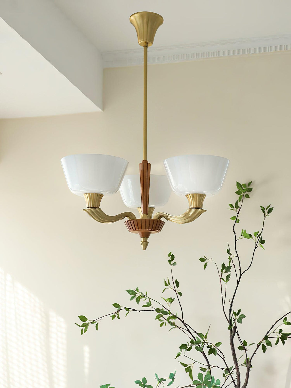 Ascher Modern Brass Glass Chandelier for Dining Room and Living Room
