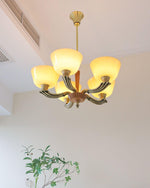 Ascher Modern Brass Glass Chandelier for Dining Room and Living Room