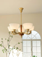 Ascher Modern Brass Glass Chandelier for Dining Room and Living Room