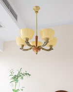 Ascher Modern Brass Glass Chandelier for Dining Room and Living Room
