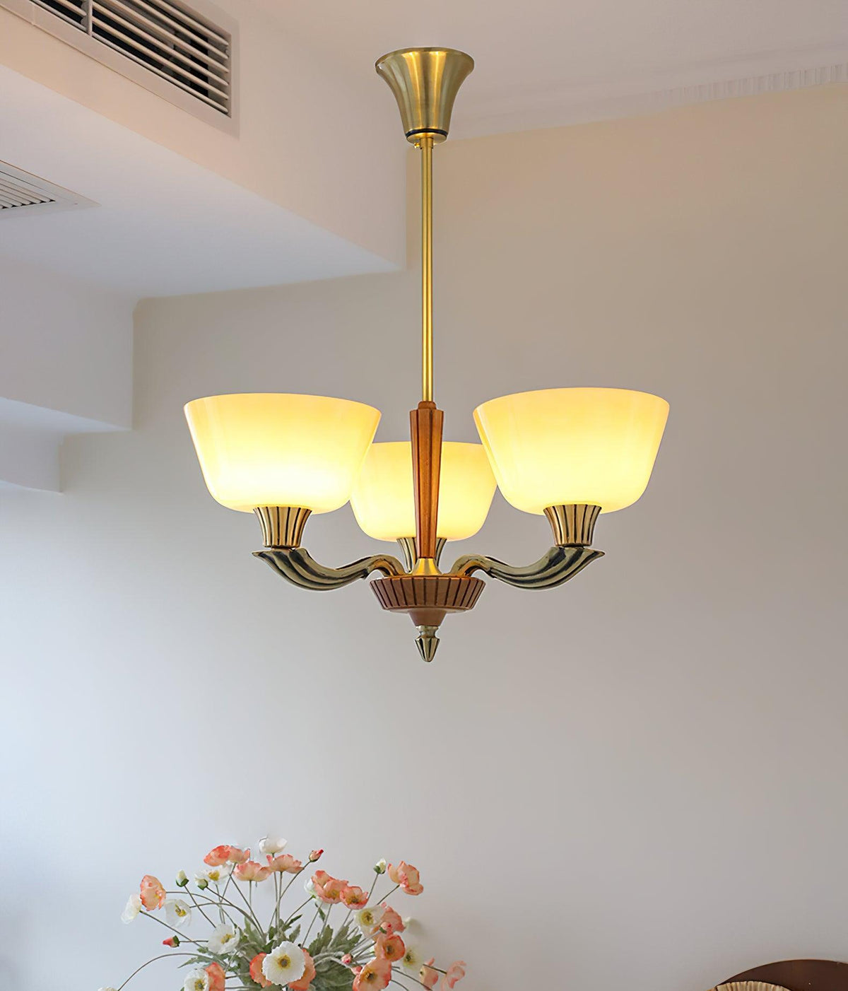 Ascher Modern Brass Glass Chandelier for Dining Room and Living Room