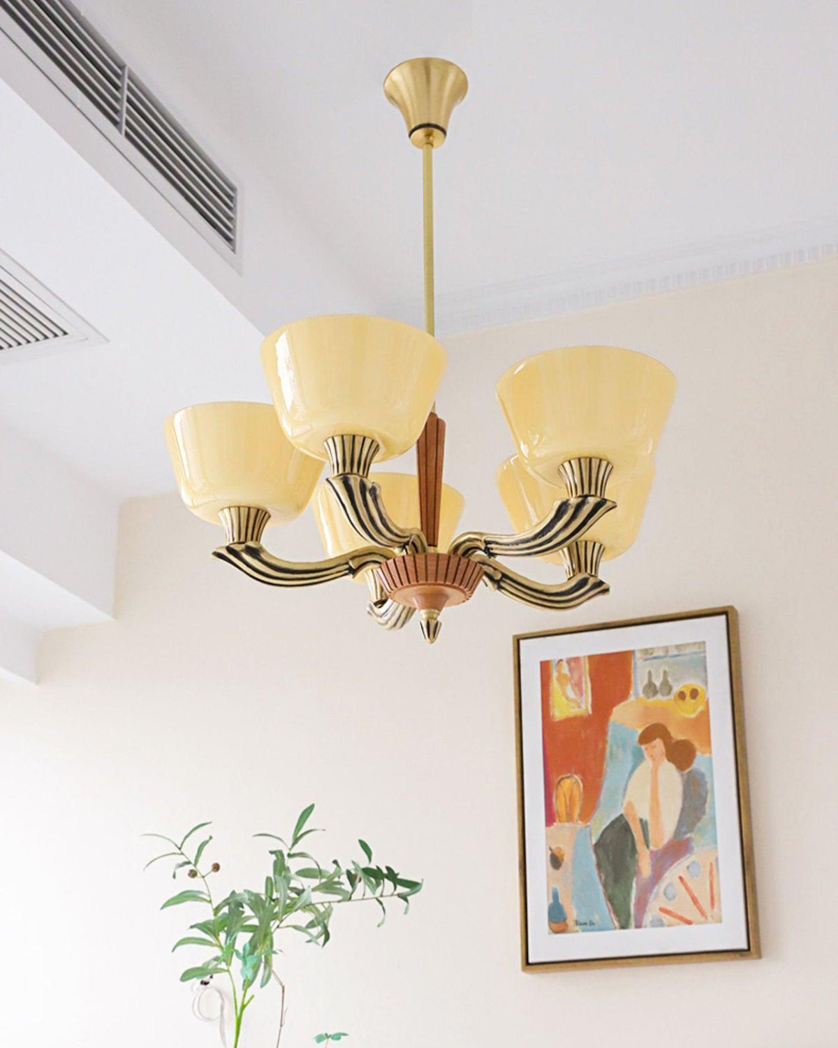 Ascher Modern Brass Glass Chandelier for Dining Room and Living Room