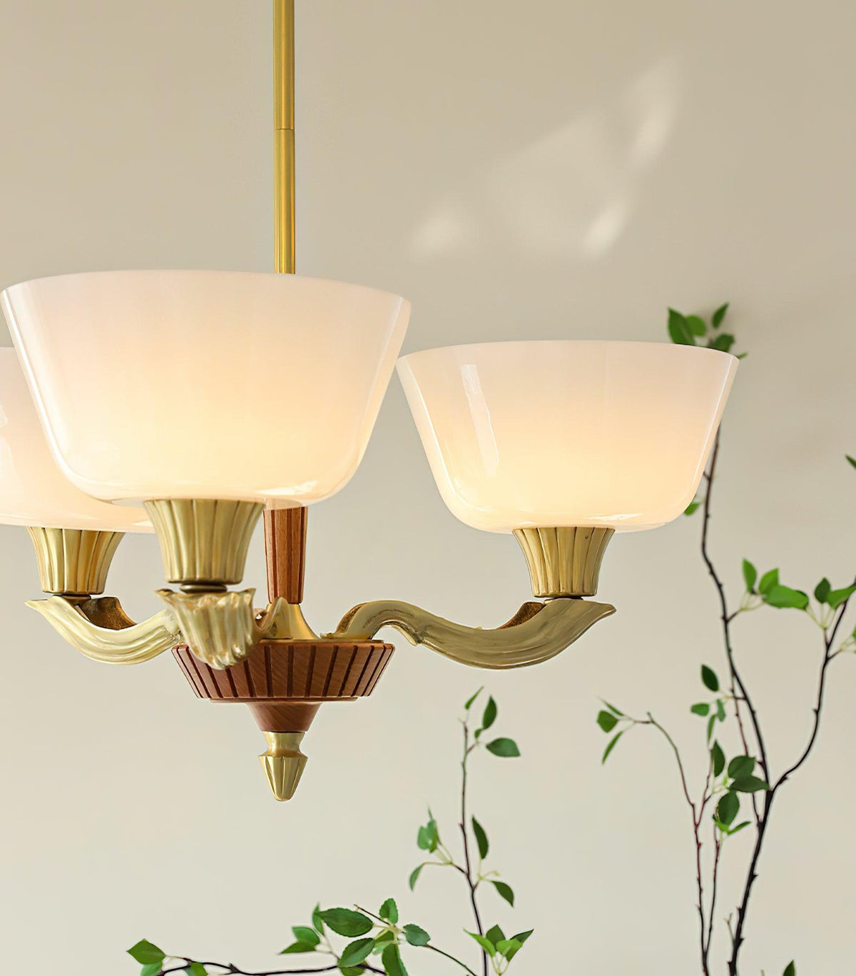 Ascher Modern Brass Glass Chandelier for Dining Room and Living Room