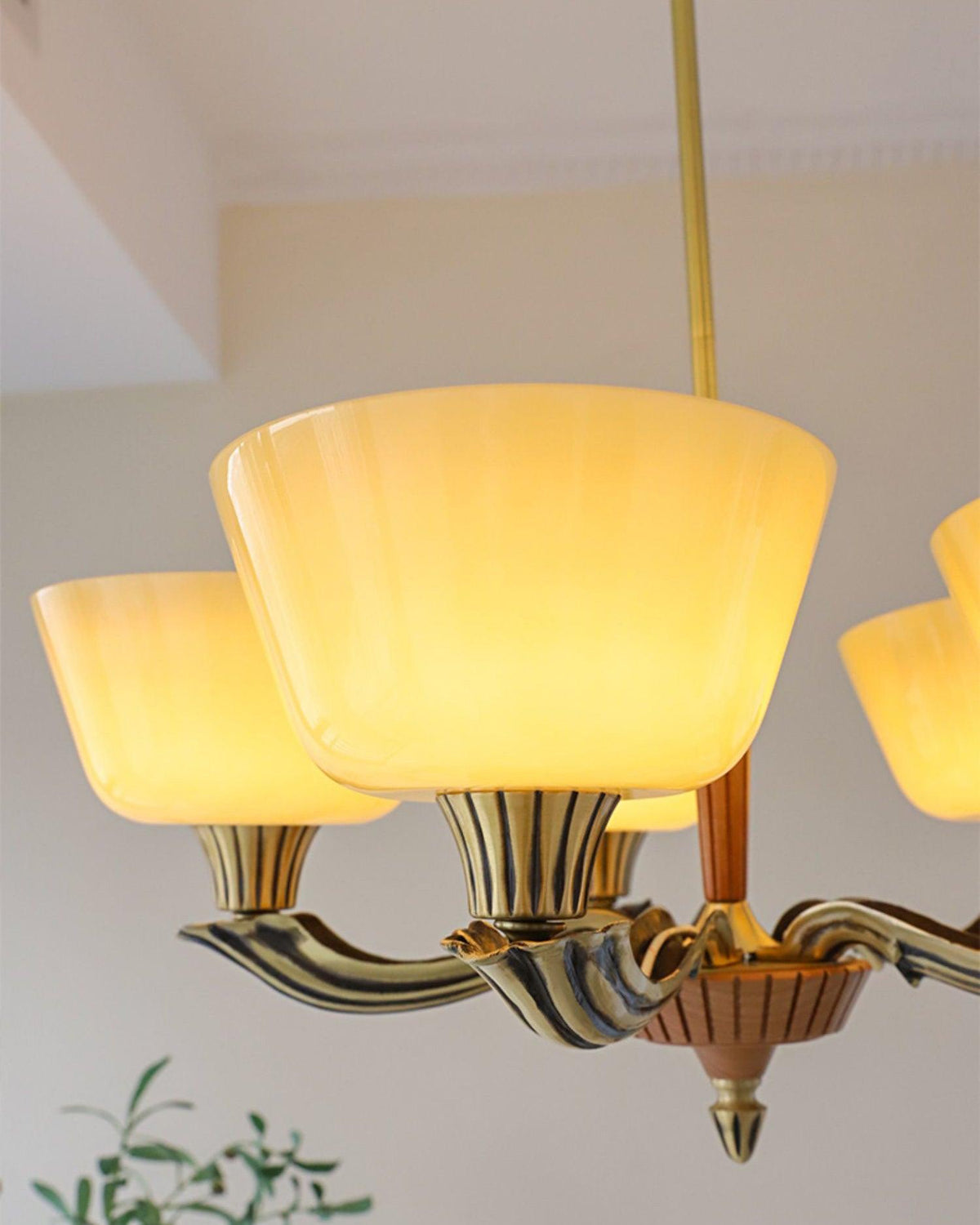 Ascher Modern Brass Glass Chandelier for Dining Room and Living Room