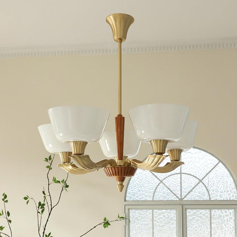Ascher Modern Brass Glass Chandelier for Dining Room and Living Room